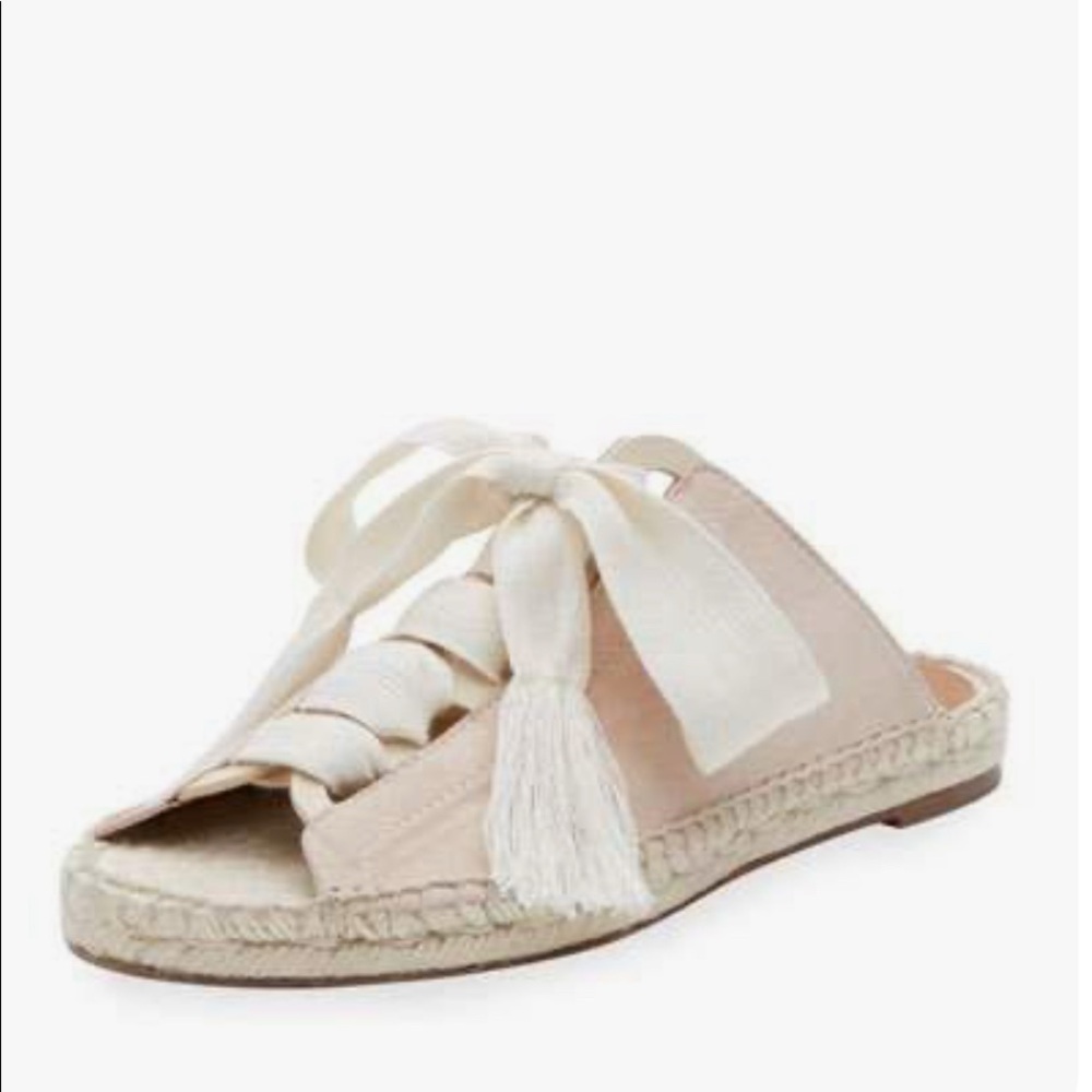 Chloé Harper lace-up espadrille slides in sand-colored suede and jute soles